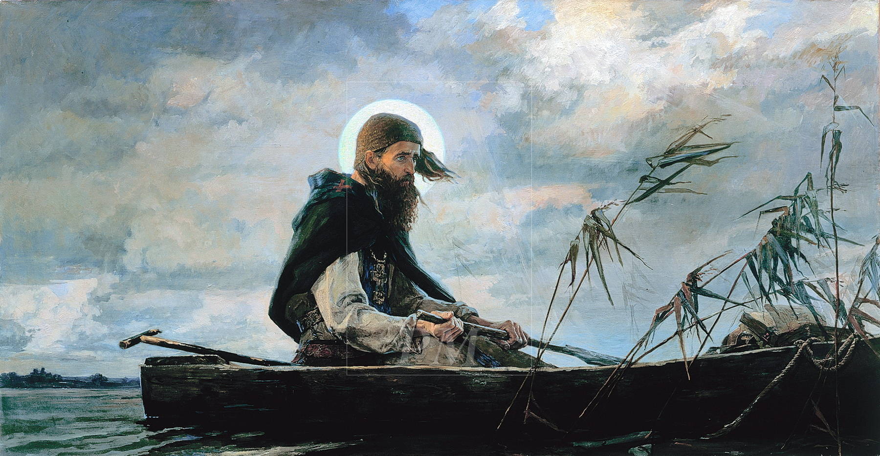 Картина старик в лодке